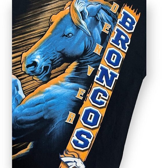 Denver Broncos Retro NFL Football Horse Logo Tee Shirt - Mens Medium - Picture 3 of 5
